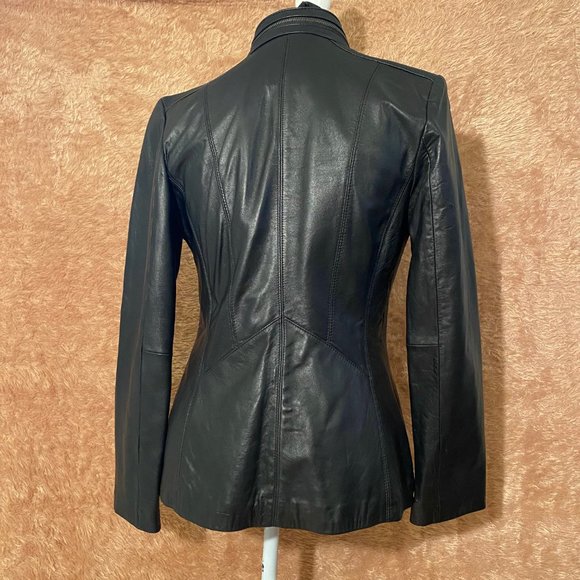 Jones New York Womens Black Leather Jacket Size Medium - Picture 3 of 15